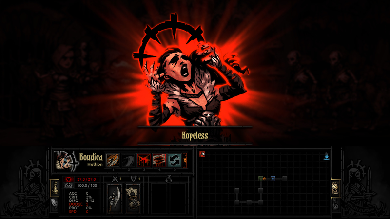 A character cracks and gains a personality flaw in Darkest Dungeon